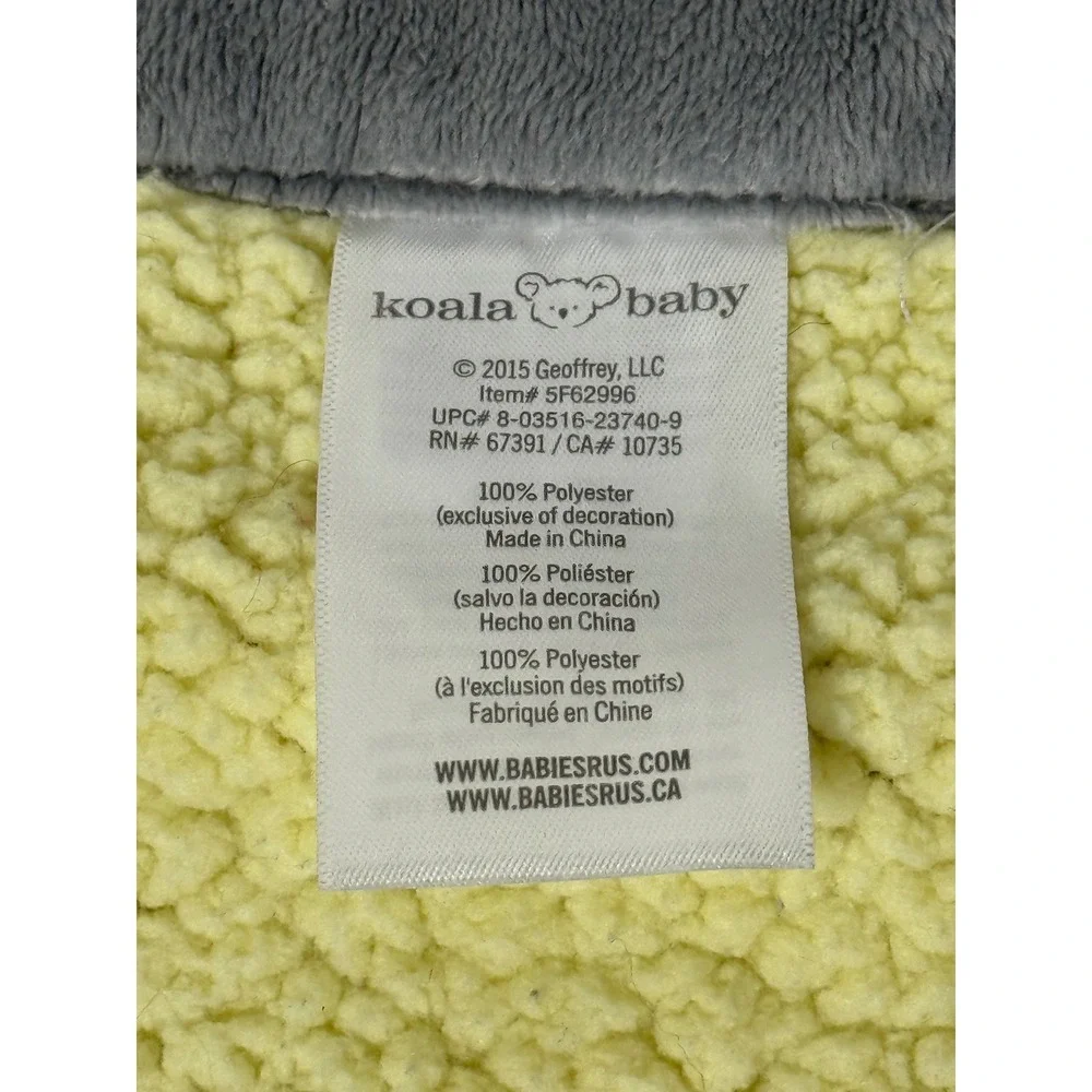 Koala Baby Elephant Bird Plush Sherpa Blanket Gray Yellow‎ 5F62996 30x40
